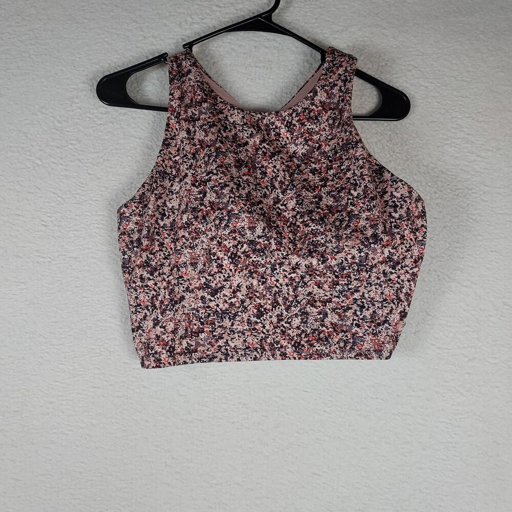 Athleta Conscious Crop Printed D-DD+ Sports Bra Top Multicolor Women’s Size L